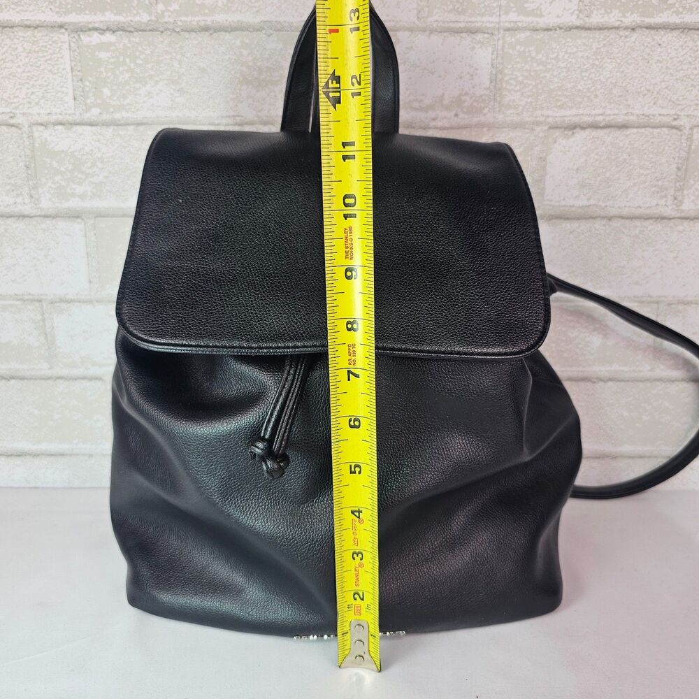 Victoria's Secret Backpack Black Faux Leather Drawstring Flap Purse 2016 Large - Picture 10 of 11